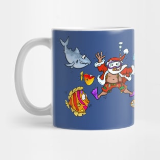 Santa snorkeling with fish Mug